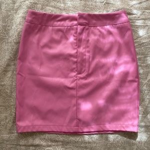 Pink barbie leather skirt